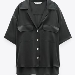 ZARA satin-effect Olive color blouse